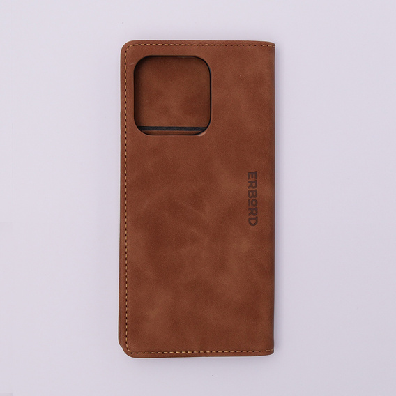 Etui do Xiaomi Redmi 12C, ERBORD Vintage portfel z klapką, brązowe