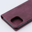 Case for iPhone 15, ERBORD Vintage, wallet with flap, red