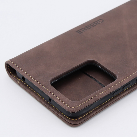 Etui do Xiaomi 13 lite, ERBORD Vintage portfel z klapką, kawowe
