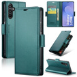 Case for Samsung Galaxy S25 FE, ERBORD Glossy Litchi, wallet with flap, green