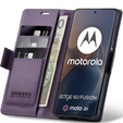 Case for Motorola Edge 60 / 60 Fusion, ERBORD Glossy Litchi, wallet with flap, purple