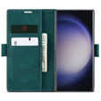 Case for Samsung Galaxy S23 Ultra, ERBORD Vintage, wallet with flap, green