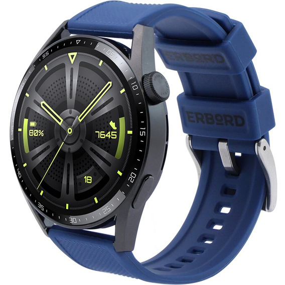 ERBORD Universal Silicone Strap 22mm, Dual Color, black / black buckle