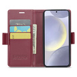 Case for Samsung Galaxy S24, ERBORD Glossy Litchi, wallet with flap, red