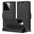 Case for Xiaomi 15, ERBORD Glossy Litchi, wallet with flap, black