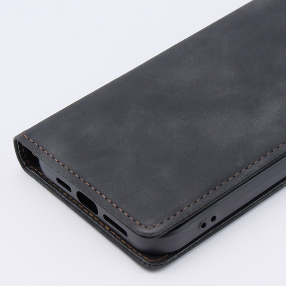 Case for iPhone 15 Pro Max, ERBORD Vintage, wallet with flap, black