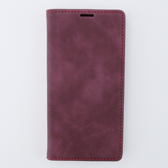 Case for iPhone 15, ERBORD Vintage, wallet with flap, red
