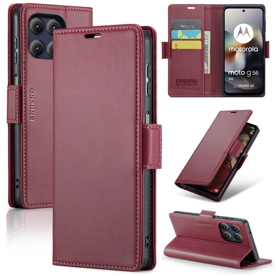 ERBORD Glossy Litchi wallet with flap for Motorola Moto G56 5G