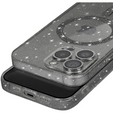 Etui do iPhone 16 Pro, ERBORD Glitter MagSafe, czarne + Szkło na ekran