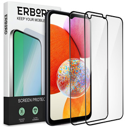 2x Tempered Glass for Samsung Galaxy A14 4G / A14 5G, ERBORD 3D full display