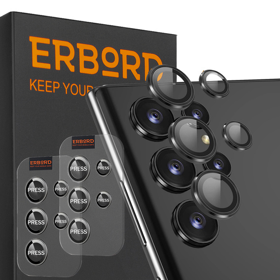 2x Szkło na aparat ERBORD OPTIK Pro do Samsung Galaxy S24 Ultra, czarne