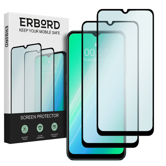2x Tempered Glass for Realme C31, ERBORD 3D full display