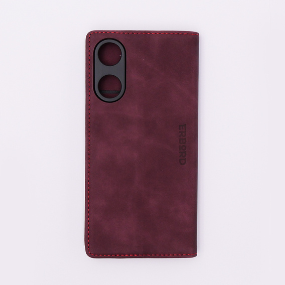 Etui do Oppo A78 5G, ERBORD Vintage portfel z klapką, czerwone