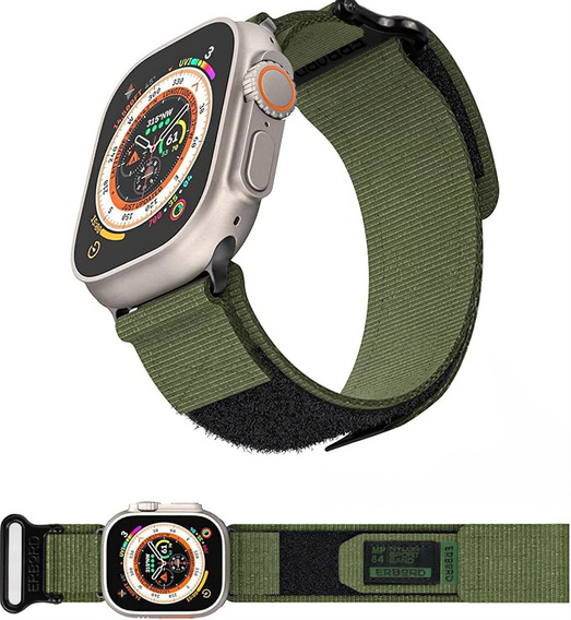 Pasek Nylonowy ERBORD MP84 do Apple Watch 1/2/3/4/5/6/7/8/9/10/11/SE Ultra 1/2/3 42/44/45/46/49mm, Zielony