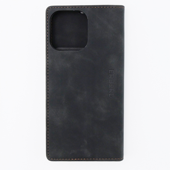 Etui do iPhone 15 Pro, ERBORD Vintage portfel z klapką, czarne