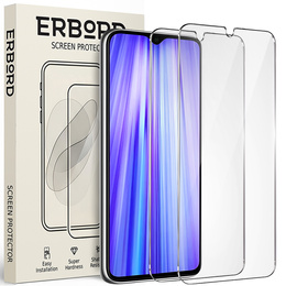 2x Tempered Glass for Xiaomi Redmi Note 8 Pro, ERBORD 9H Hard Glass for phone screen