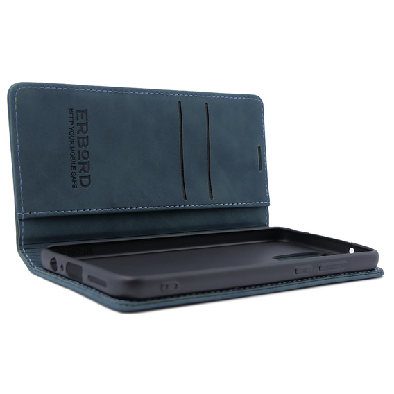Case for Motorola Edge 40 Neo, ERBORD Vintage, wallet with flap, blue