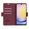 Case for Samsung Galaxy A25 5G, ERBORD Glossy Litchi, wallet with flap, red
