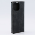 Case for iPhone 15 Pro Max, ERBORD Vintage, wallet with flap, black