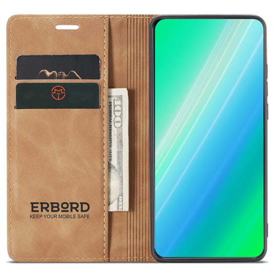 Case for Samsung Galaxy A54, ERBORD Vintage, wallet with flap, brown