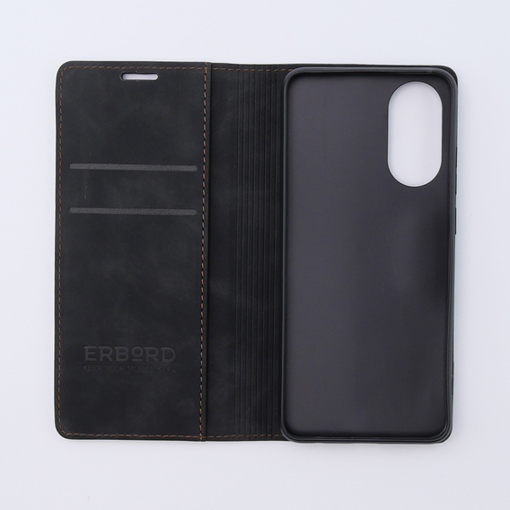 Case for Oppo A78 4G, ERBORD Vintage, wallet with flap, black