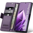 Etui do Infinix Note 50 Pro+, ERBORD Glossy Litchi, portfel z klapką, fioletowe