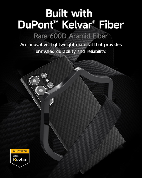 Case for Samsung Galaxy S24 Ultra, ERBORD Full Kevlar, for MagSafe, black