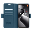 Case for Xiaomi 14T Pro, ERBORD Glossy Litchi, wallet with flap, blue