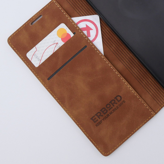 Etui do Samsung Galaxy A34 5G, ERBORD Vintage portfel z klapką, brązowe