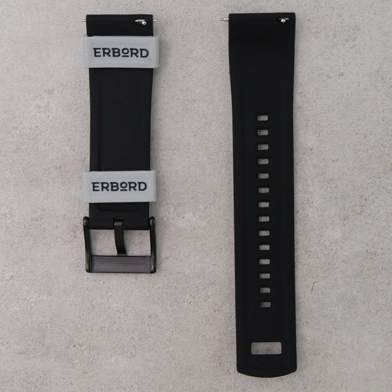ERBORD Universal Silicone Strap 22mm, Dual Color, grey / black / black buckle