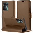 Case for Oppo Reno 11F, ERBORD Glossy Litchi, wallet with flap, brown