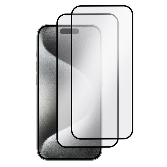 2x Tempered Glass for iPhone 15 Pro, ERBORD 3D full display