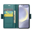 Case for Samsung Galaxy S24, ERBORD Glossy Litchi, wallet with flap, green