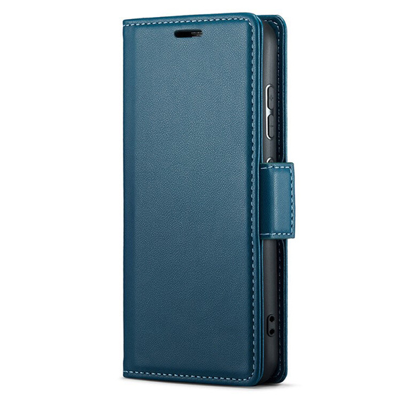 Case for Xiaomi Redmi Note 14 5G, ERBORD Glossy Litchi, wallet with flap, blue