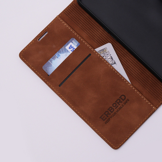 Etui do Oppo A78 5G, ERBORD Vintage portfel z klapką, brązowe