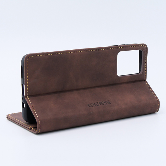 Case for Motorola Moto G53, ERBORD Vintage, wallet with flap, coffee