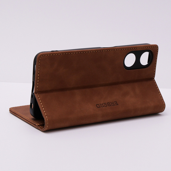 Etui do Oppo A78 5G, ERBORD Vintage portfel z klapką, brązowe