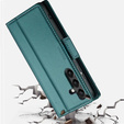 Case for Samsung Galaxy S24, ERBORD Glossy Litchi, wallet with flap, green