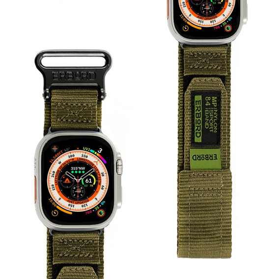 Pasek Nylonowy ERBORD MP84 do Apple Watch 1/2/3/4/5/6/7/8/9/10/11/SE Ultra 1/2/3 42/44/45/46/49mm, Zielony