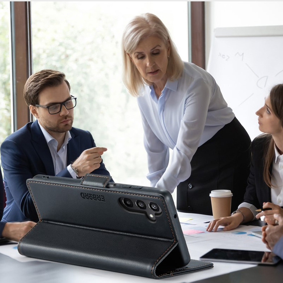 Etui do Samsung Galaxy A16 / A16 5G, ERBORD Glossy Litchi, portfel z klapką, czarne