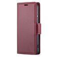 Case for Motorola Edge 50 Pro, ERBORD Glossy Litchi, wallet with flap, red