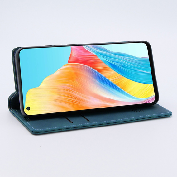 Case for Oppo A78 4G, ERBORD Vintage, wallet with flap, blue