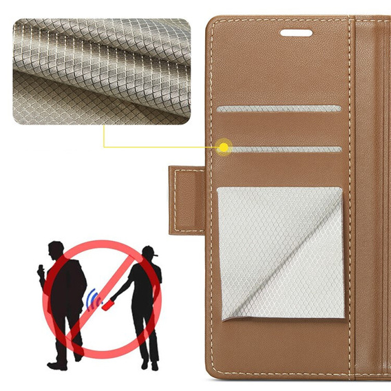 Case for Samsung Galaxy A15 4G / 5G, ERBORD Glossy Litchi, flip wallet + 9H Tempered Glass