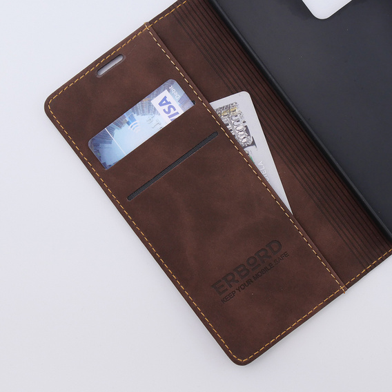 Case for Xiaomi Redmi Note 12 5G / Poco X5 5G, ERBORD Vintage, wallet with flap, coffee