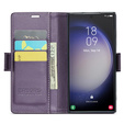 Case for Samsung Galaxy S24 Ultra, ERBORD Glossy Litchi, wallet with flap, purple