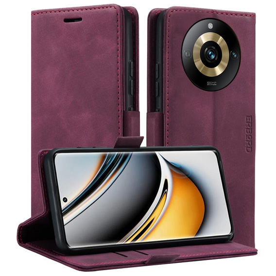 Etui do Realme 11 Pro 5G / Pro+ 5G, ERBORD Vintage portfel z klapką, czerwone