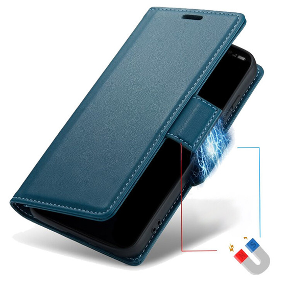 Case for Motorola Edge 60 / 60 Fusion, ERBORD Glossy Litchi, wallet with flap, blue