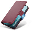 Case for Oppo Reno 14 F / 14 FS, ERBORD Glossy Litchi, wallet with flap, red