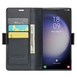 Case for Samsung Galaxy S24 Ultra, ERBORD Glossy Litchi, wallet with flap, black