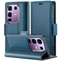 Case for Infinix Note 50 Pro+, ERBORD Glossy Litchi, wallet with flap, blue